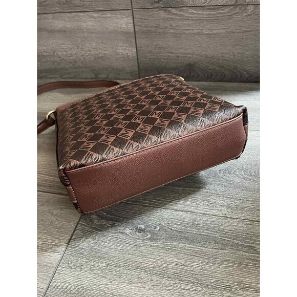 Isaac Mizrahi Live! Multi Pouch Signature Crossbody Cognac Monogram One Size - Picture 4 of 9